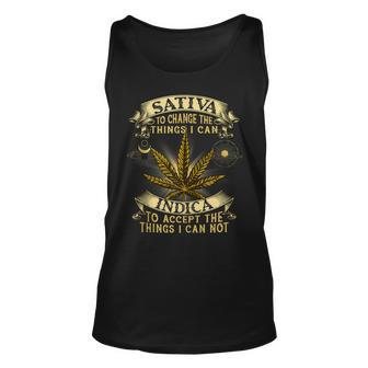 Sativa To Change The Things I Can Indica Cannabis Weed Leaf Unisex Tank Top - Seseable
