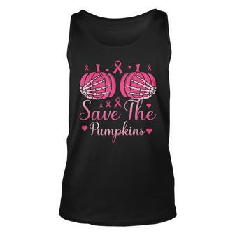 Save The Pumpkin Skeleton Hand Breast Cancer Awareness Tank Top - Seseable