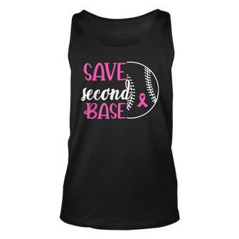 Save Second 2Nd Base Baseball Breast Cancer Awareness Tank Top - Seseable