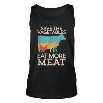 Save The Vegetables Eat More Meat Bbq Grilling Unisex Tank Top - Thegiftio UK