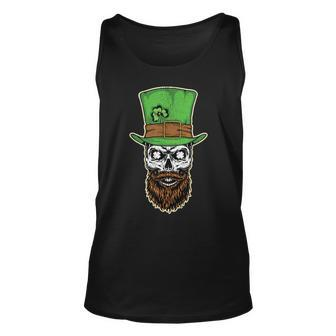 Scary Bearded Leprechaun Skull St Patrick Day Distressed Unisex Tank Top | Mazezy
