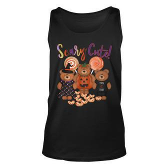 Scary Cute Adorable Teddy Bear Halloween Unisex Tank Top | Mazezy