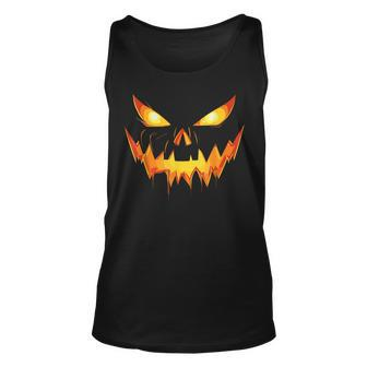 Scary Spooky Jack O Lantern Face Pumpkin Boys Halloween Tank Top - Monsterry