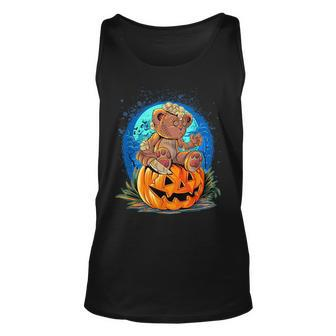 Scary Teddy Bear Pumpkin Halloween Moon All Hallows’ Eve Unisex Tank Top | Mazezy