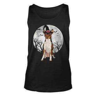 Scary Toy Fox Terrier Dog Witch Hat Halloween Unisex Tank Top | Mazezy