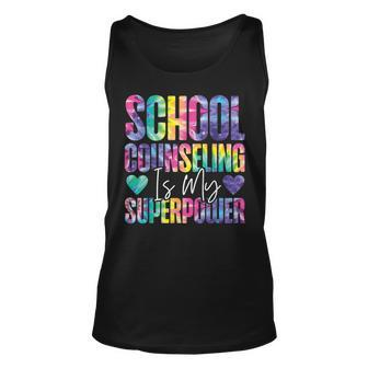 School Counselor Tie Dye School Counseling Is My Superpower Tank Top - Seseable