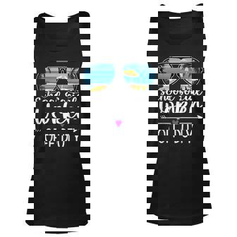 School Social Worker Off Duty Sunglasses Beach Sunset Retro Unisex Tank Top - Thegiftio