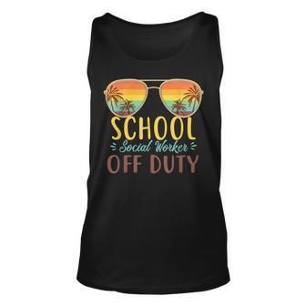 School Social Worker Off Duty Sunglasses Beach Vintage Unisex Tank Top | Mazezy