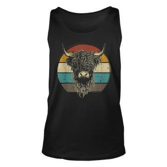 Scottish Highland Cow Cattle Hairy Cow Retro For Cow Lovers Unisex Tank Top - Seseable