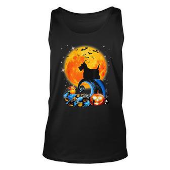 Scottish Terrier And Yellow Moon Halloween Dog Lover Tank Top - Monsterry
