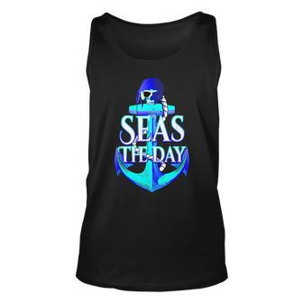 Seas The Day Sailing Anchor Funny Nautical Unisex Tank Top | Mazezy