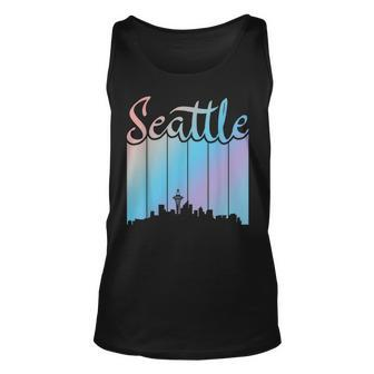Seattle - City Pride - Retro Skyline Silhouette Image Unisex Tank Top | Mazezy