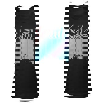Seattle - City Pride - Retro Skyline Silhouette Image Unisex Tank Top | Mazezy
