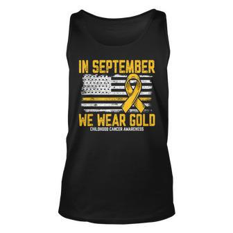 In September We Wear Gold Us Flag Childhood Cancer Awareness Tank Top - Monsterry DE