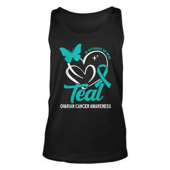 In September We Wear Teal Ovarian Cancer Awareness Tank Top - Monsterry