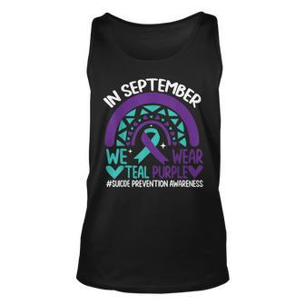 In September We Wear Teal Purple Ribbon Suicide Prevention Tank Top - Monsterry UK