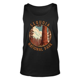 Sequoia National Park Illustration Distressed Circle Tank Top - Seseable