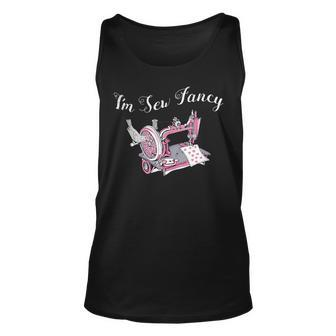Im Sew Fancy Cute Sewing Machine Saying Quote Quilters Tank Top | Mazezy