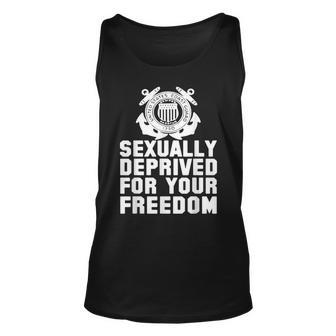 Sexually Deprived For Your Freedom Coast Guard Freedom Tank Top | Mazezy