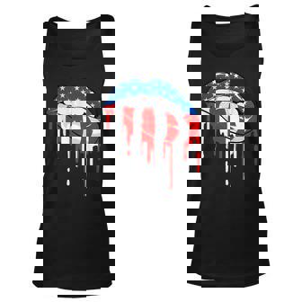 Sexy American Flag Cool Lips Biting 4Th Of July Patriotic  Unisex Tank Top