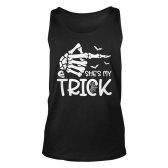 She's My Trick Skeleton Hand Halloween Costume Couples Tank Top - Seseable