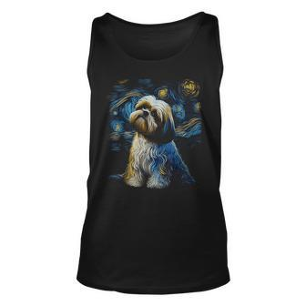 Shih Tzu Dog Starry Night Dogs Lover Gifts Graphic Unisex Tank Top | Mazezy