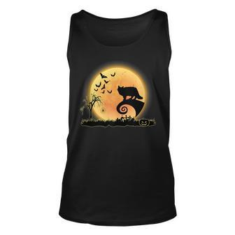 Siberian Cat Scary And Moon Funny Kitty Halloween Costume Unisex Tank Top | Mazezy