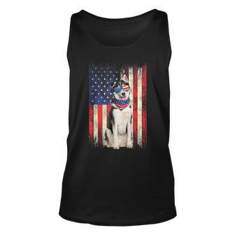 Siberian Husky American Flag 4Th Of July Patriotic Dog Lover Tank Top | Mazezy