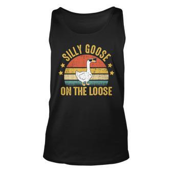 Silly Goose On The Loose Funny Vintage Goose University Unisex Tank Top | Mazezy