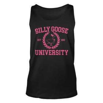 Silly Goose University Pink Goose Meme School Bird Goose Tank Top | Mazezy