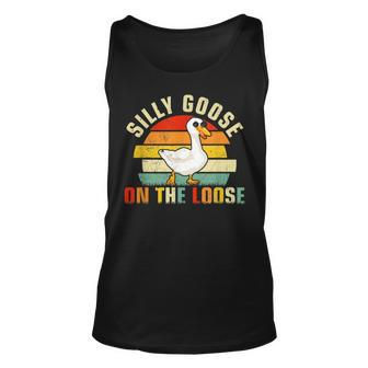 Silly Gooses On The Loose Vintage Cool Goose With Sunglass Unisex Tank Top | Mazezy