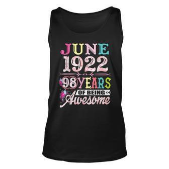 Since 1922 98 Years Old 98Th Birthday June Queen 2020 Gift Unisex Tank Top | Mazezy