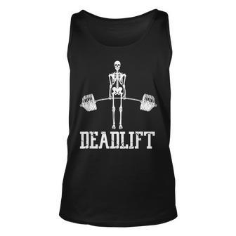 Skeleton Dead Lift Halloween Lifting Weights Vintage Halloween Tank Top | Mazezy