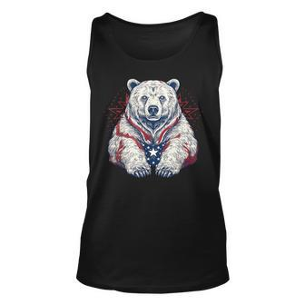Sketchy White Grizzly Patriotic Bear 4Th Of July Stars Patriotic Tank Top | Mazezy