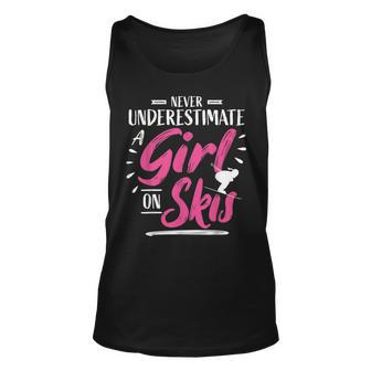 Ski Girl Skiing Never Underestimate A Girl Skier Skiing Tank Top | Mazezy