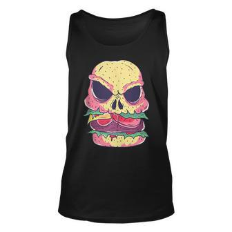 Skull-Burger Meat Scary Unisex Tank Top | Mazezy