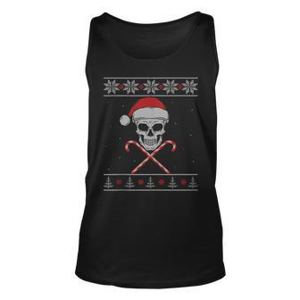 Skull Skeleton Ugly Christmas Sweater Style Tank Top - Monsterry