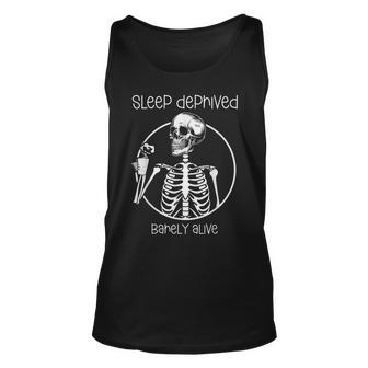 Sleep Deprived Barely Alive Skeleton Halloween Tank Top - Thegiftio UK
