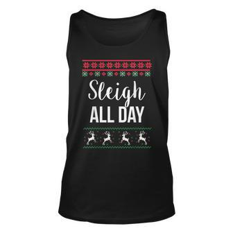 Sleigh All Day Holiday Ugly Christmas Sweater Tank Top - Monsterry DE