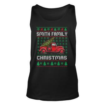 Smith Family Ugly Christmas Sweater Red Truck Xmas Tank Top | Mazezy