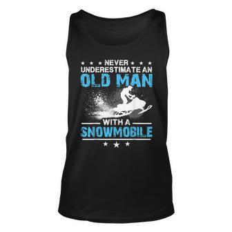 Snowmobiling Never Underestimate An Old Man Snowmobile Unisex Tank Top - Seseable