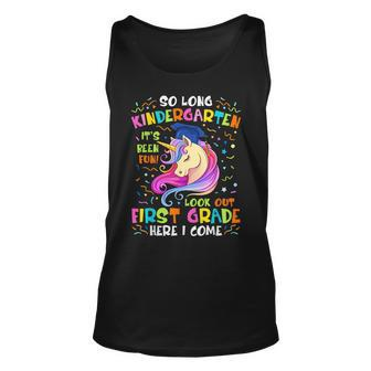 So Long Kindergarten Look Out 1St Grade Here I Come Unicorn Tank Top | Mazezy