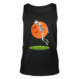Soccer Skeleton Heading Ball Soccer Player Halloween Moon Tank Top | Mazezy