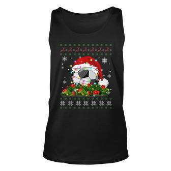 Soccer Ugly Sweater Christmas Pajama Lights Sport Lover Tank Top | Mazezy