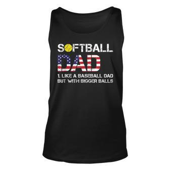 Softball Dad Baseball Bigger Balls Usa Flag For Dad Tank Top | Mazezy UK