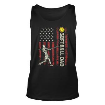 Softball Dad Us Flag For Dad Men Patriotic Fathers Day Tank Top | Mazezy