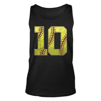 Softball Tenth 10Th Birthday Boy Girl Ten 10 Years Old Bday Unisex Tank Top - Seseable