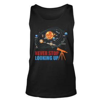 Solar System Planets Never Stop Looking Up Astronomy Boys Unisex Tank Top | Mazezy