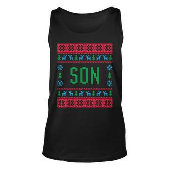 Son Ugly Christmas Sweater Pjs Matching Family Pajamas Tank Top - Monsterry DE