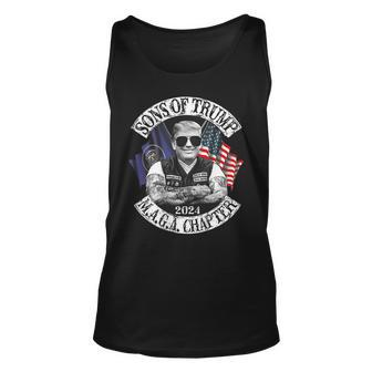 Sons Of Trump Maga Chapter 2024 On Back Maga Funny Gifts Unisex Tank Top | Mazezy